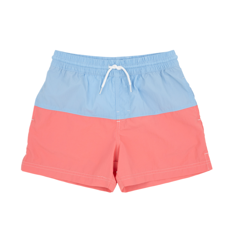 The Beaufort Bonnet Company The Beaufort Bonnet Company - Country Club Colorblock Trunks Beale Street Blue & Parrot Cay Coral With T.B.B.C. Pocket