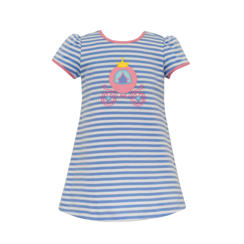 Claire & Charlie Claire & Charlie Blue Stripe Carriage Dress