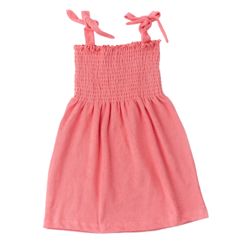 Shade Critters Coral Smocked Terry Tank Dress