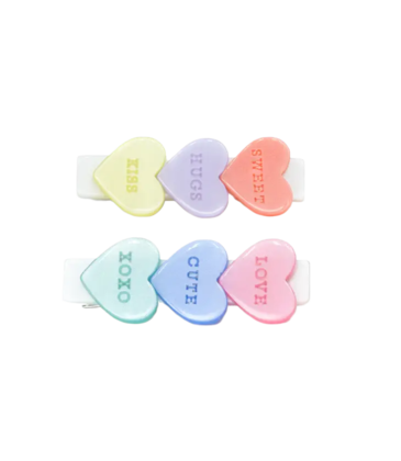 Lilies & Roses Candy Hearts Pearlized Alligator Clips