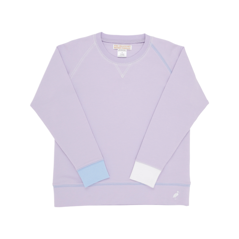 The Beaufort Bonnet Company The Beaufort Bonnet Company - Cassidy Comfy Crewneck Lauderdale Lavender With Worth Avenue White And Beale Street Blue