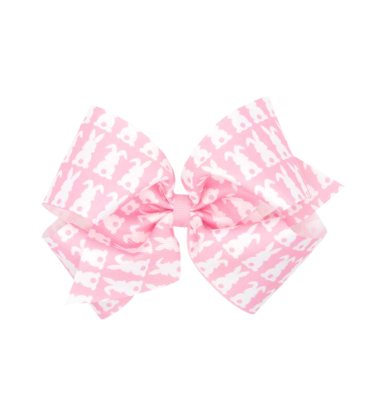 Wee Ones Wee Ones King Light Pink w/ White Bunny Print Bow