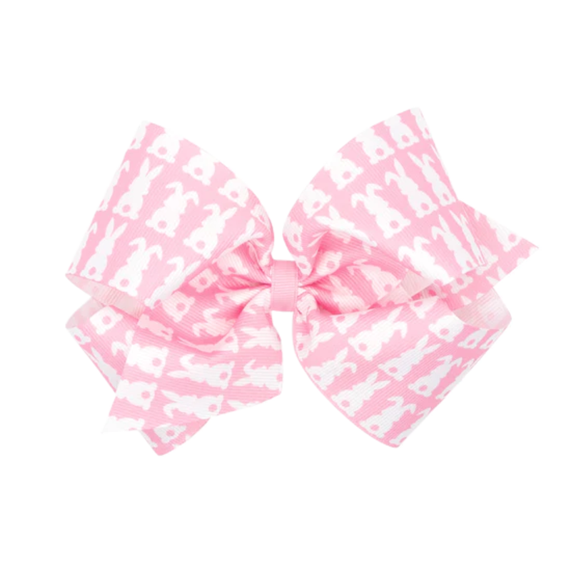 Wee Ones Wee Ones King Light Pink w/ White Bunny Print Bow