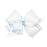 Wee Ones Wee Ones King Blue Moonstitch Embroidered Big Sis Bow