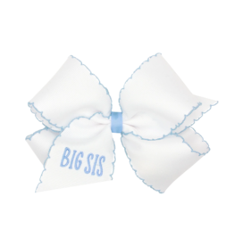 Wee Ones Wee Ones King Blue Moonstitch Embroidered Big Sis Bow