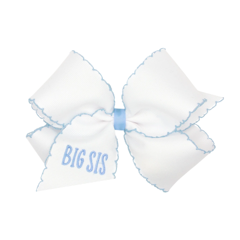 Wee Ones Wee Ones King Blue Moonstitch Embroidered Big Sis Bow