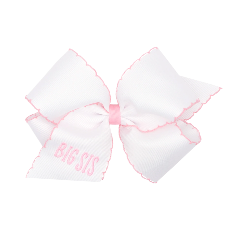 Wee Ones Wee Ones King Lt Pink Moonstitch Embroidered Big Sis Bow