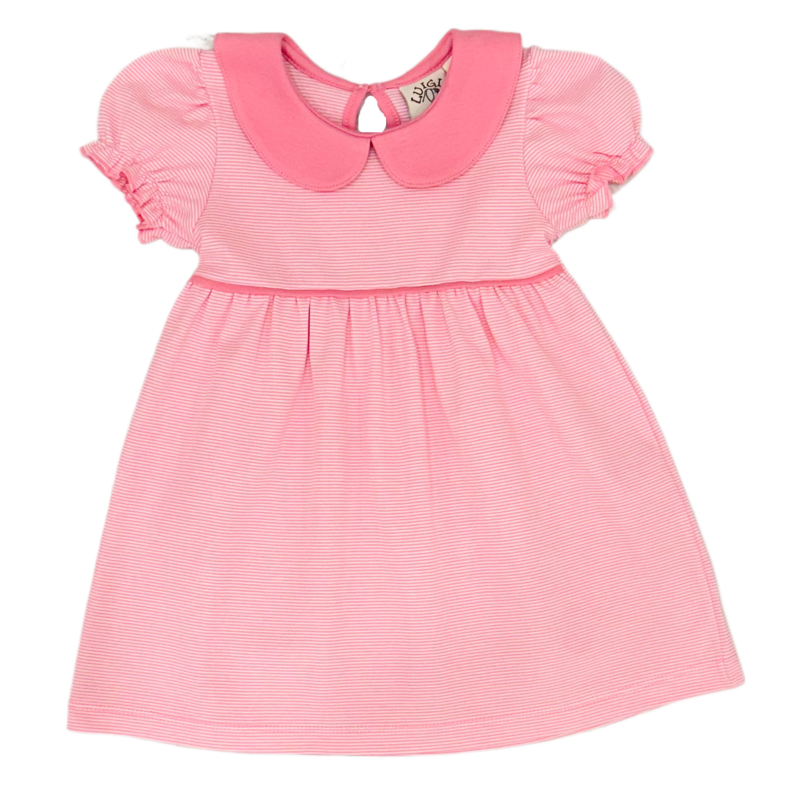 Luigi Luigi Collared Dress - Light Bubblegum & White Stripe