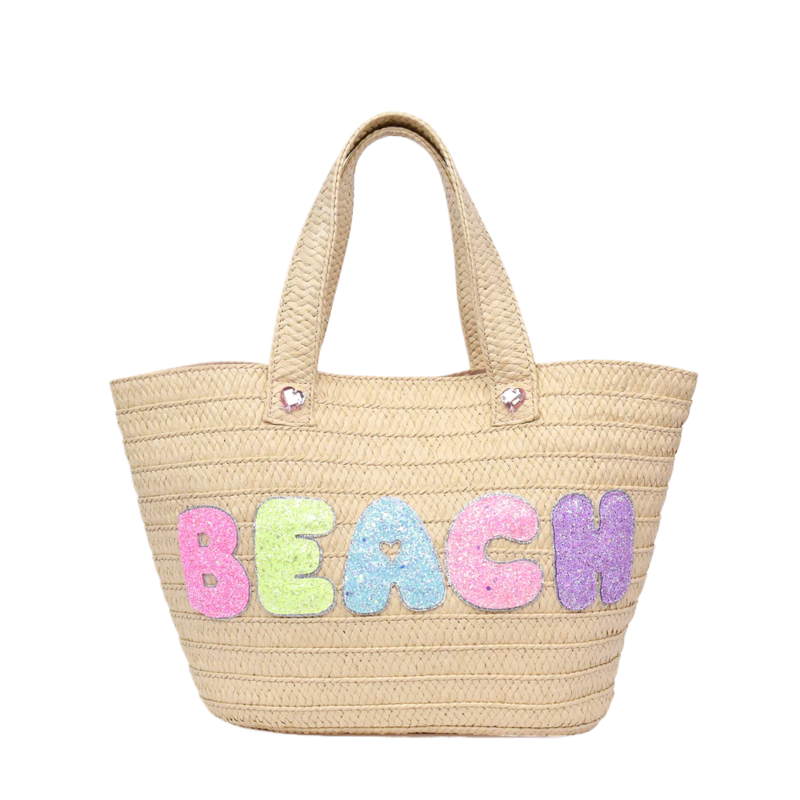 OMG Accessories Beach Straw Tote - Natural