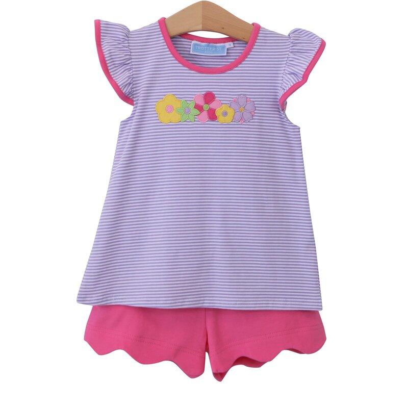 Trotter Street Kids Flowers Short Set - Bibs and Kids Boutique