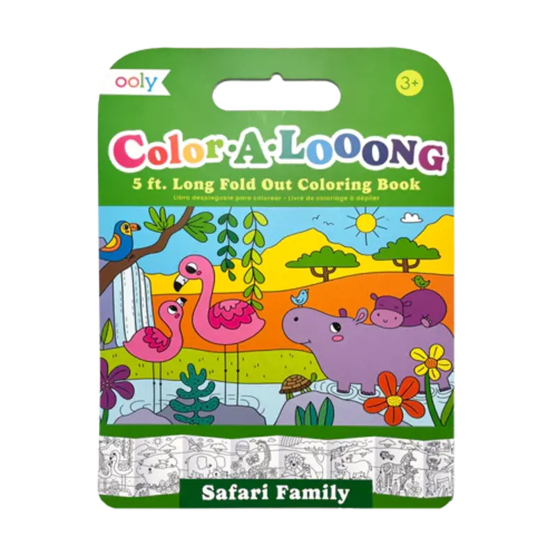 Ooly Ooly Color-A-Looong 5' Fold Out Coloring Book - Safari Family