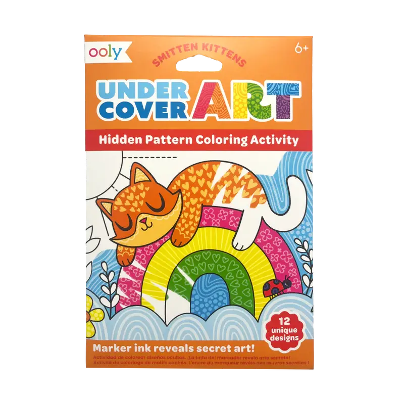 Ooly Ooly Undercover Art Hidden Pattern Coloring Activity Art Cards - Smitten Kitten