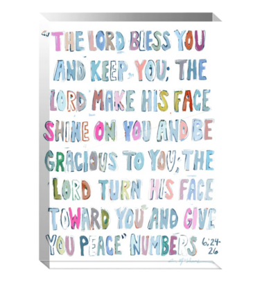 Chelsea McShane Art Numbers 6:24 Pink Acrylic Block