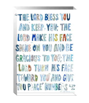 Chelsea McShane Art Numbers 6:24 Blue Acrylic Block