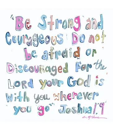 Chelsea McShane Art Joshua 1:9 Pink Acrylic Block