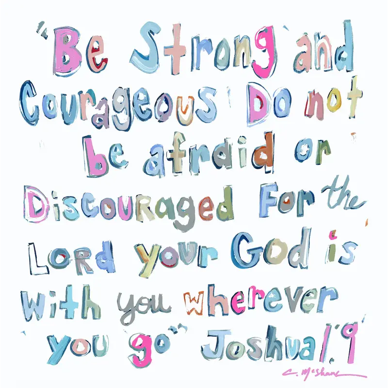 Chelsea McShane Art Joshua 1:9 Pink Acrylic Block