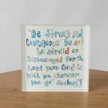 Chelsea McShane Art Joshua 1:9 Blue Acrylic Block