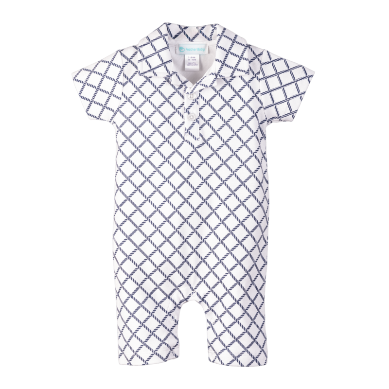 Feather Baby Feather Baby Checkered Rope Collared Romper