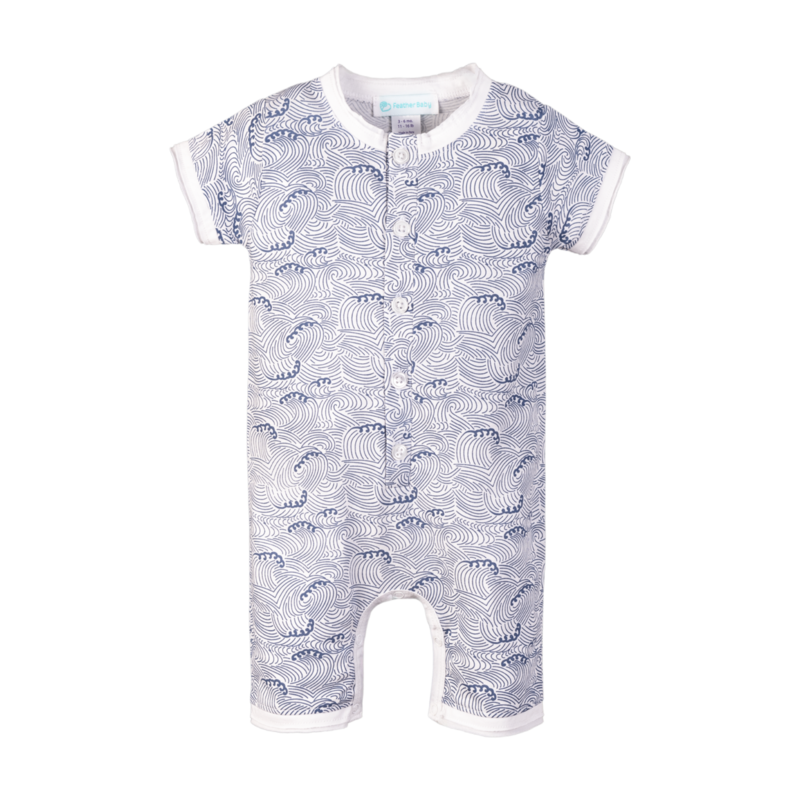 Feather Baby Feather Baby Stormy Waves Henley Romper
