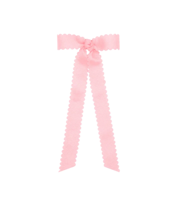 Wee Ones Wee Ones Mini Light Pink Bowtie Scalloped Edge w/ Streamer Tails