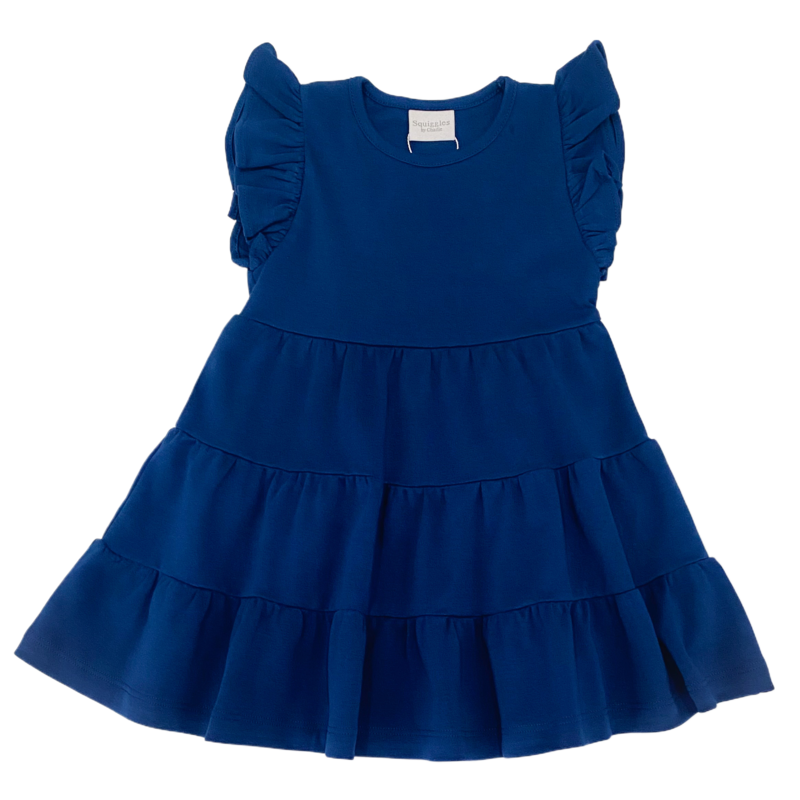 Squiggles Squiggles Navy 3 Tiered Dress