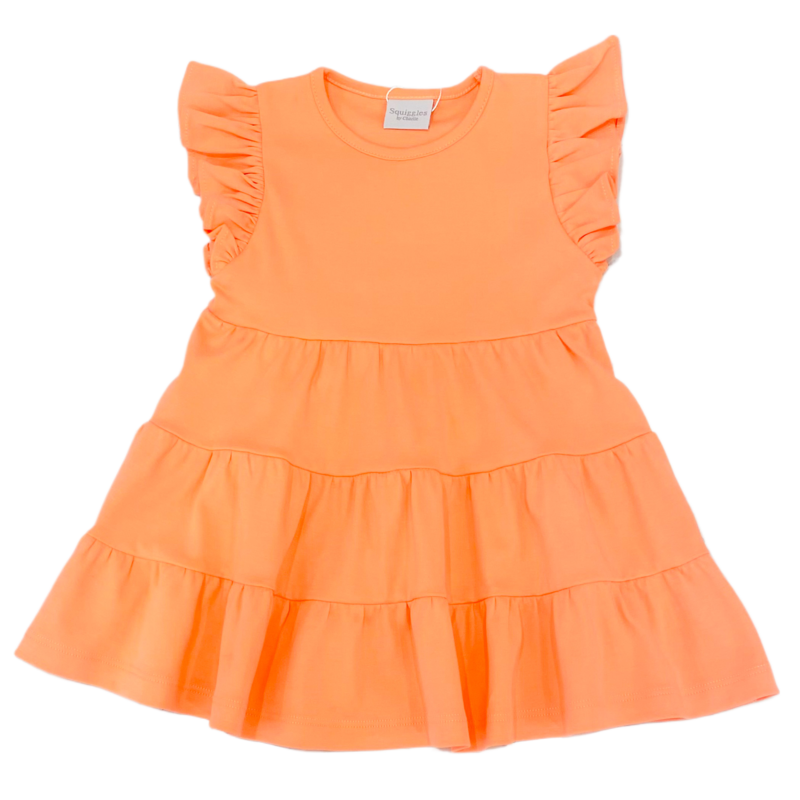 Squiggles Squiggles Peach 3 Tiered Dress