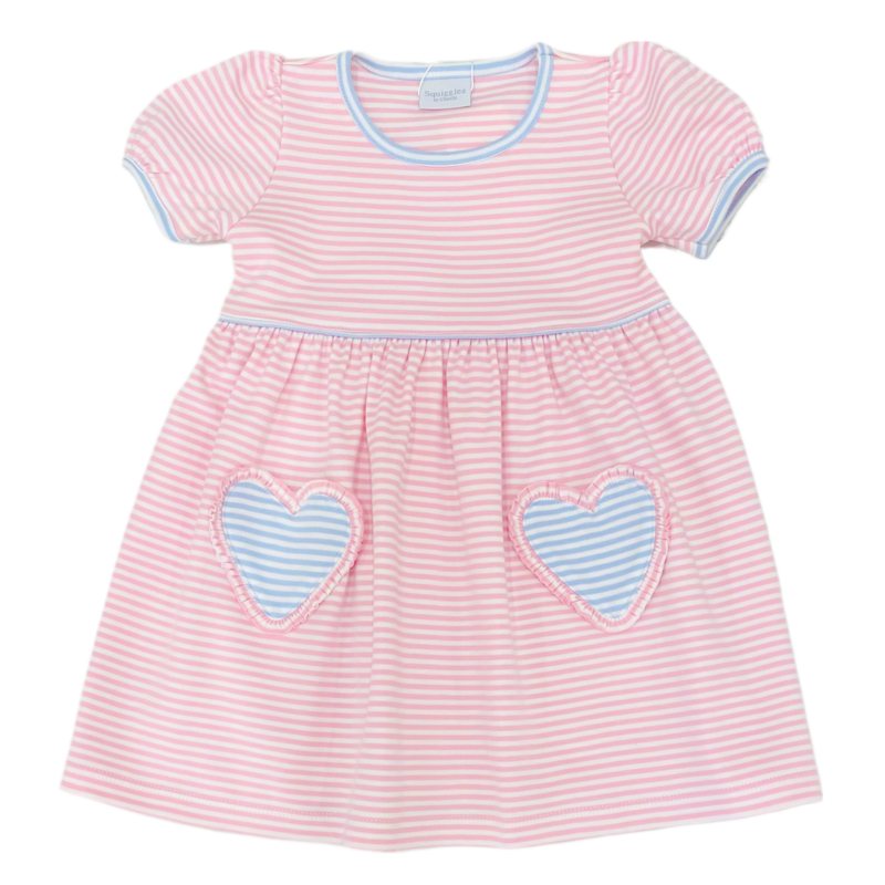 Squiggles Squiggles Pink Stripe Popover Dress