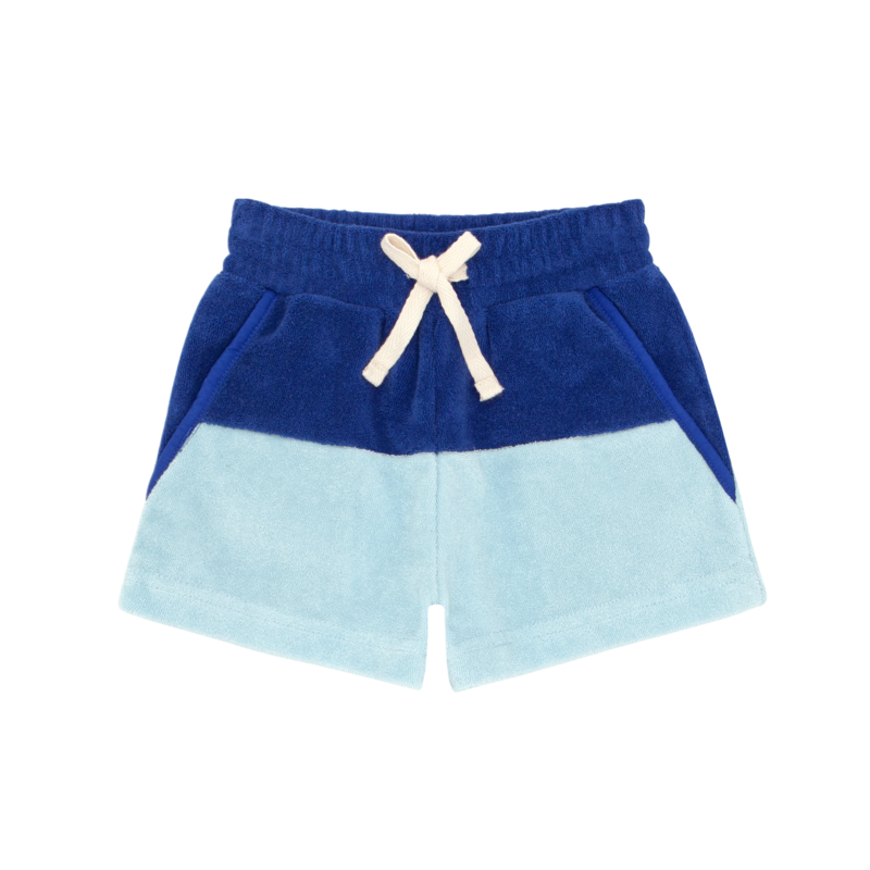 Minnow Swim Pacific and Cove Blue Colorblock French Terry Shorts