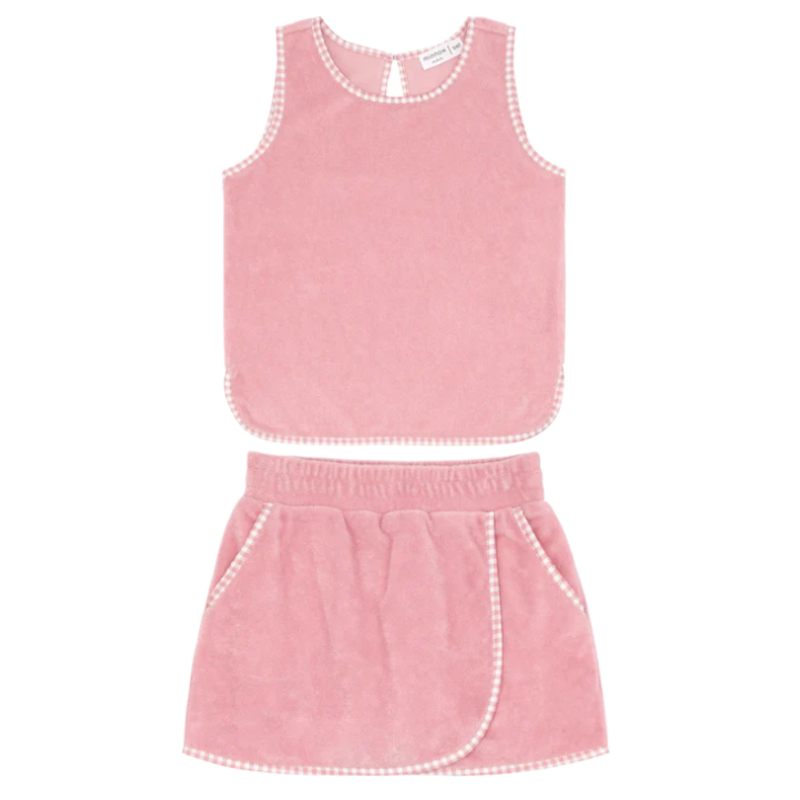 Minnow Swim Pink Guava French Terry Tank Top and Skort Set