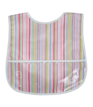 3 Marthas 3 Marthas Pink Multi-Stripe Laminated Bib