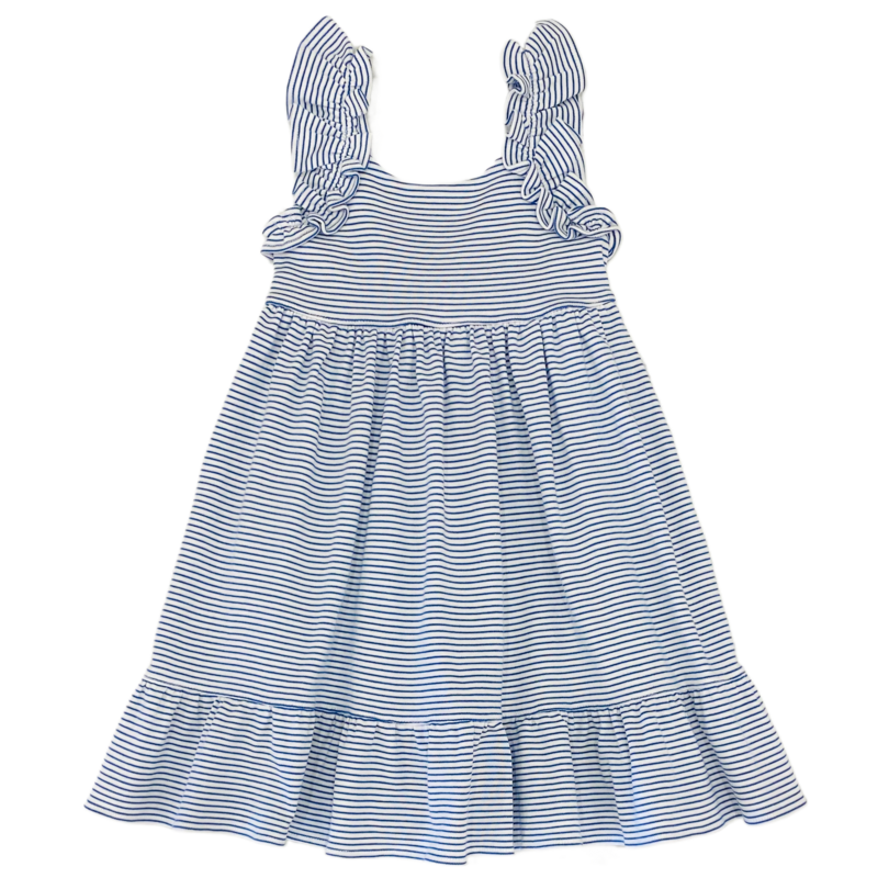 Squiggles Squiggles Royal Stripe Ruffle Strap Dress