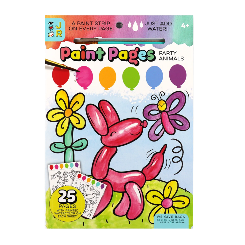 Bright Stripes Paint Pages: Party Animals