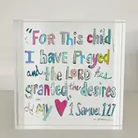 Chelsea McShane Art 1 Samuel 1:27 Pink Acrylic Block