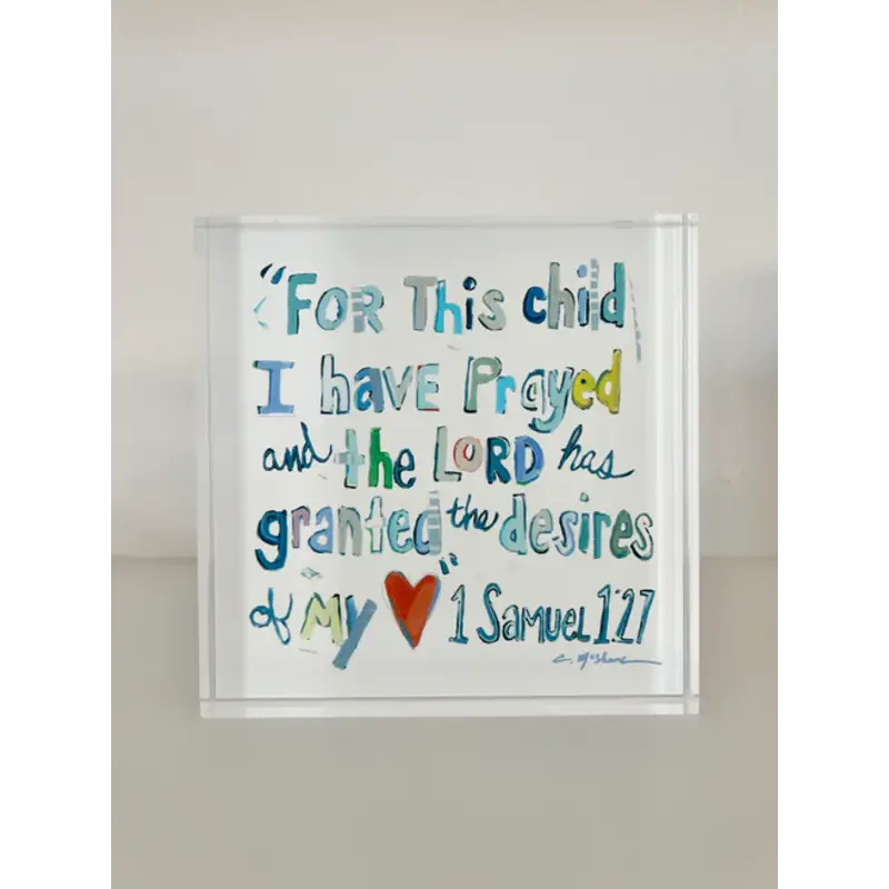 Chelsea McShane Art 1 Samuel 1:27 Blue Acrylic Block