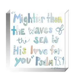 Chelsea McShane Art Psalm 93:4 Blue Acrylic Block