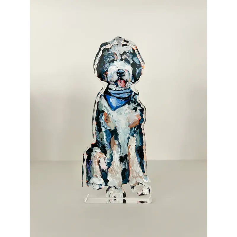 Chelsea McShane Art Bernedoodle Blue Bandana Acrylic Cutout