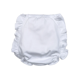 Baby Loren Monogram Me Pima Diaper Cover - White