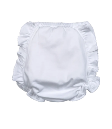 Baby Loren Monogram Me Pima Diaper Cover - White