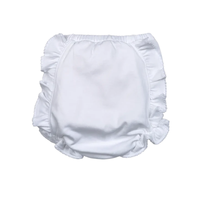 Baby Loren Monogram Me Pima Diaper Cover - White