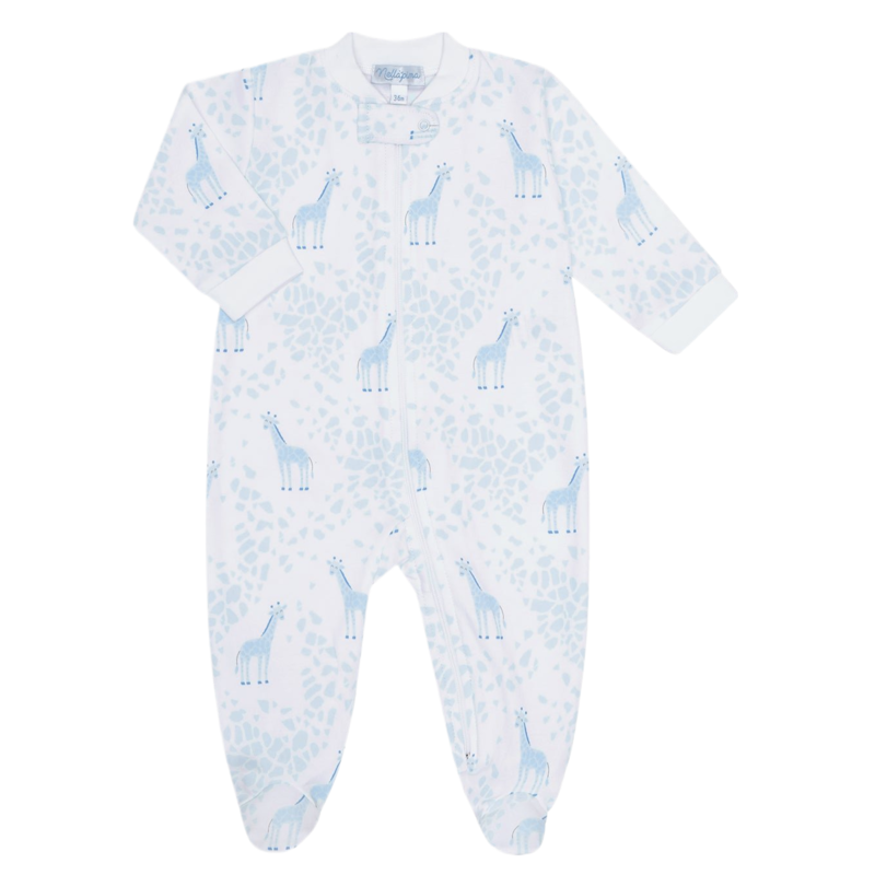 Nella Pima Nella Pima Blue Giraffe Zipper Footie