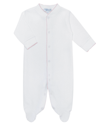 Nella Pima Nella Pima Pink Picot Trim Milano Baby Footie