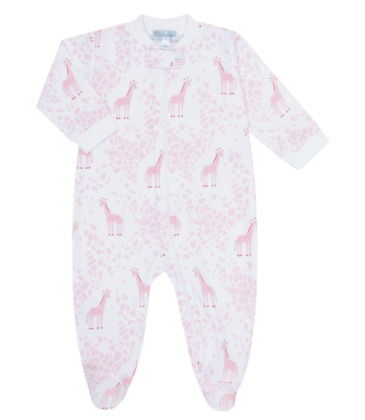 Nella Pima Nella Pima Pink Giraffe Zipper Footie
