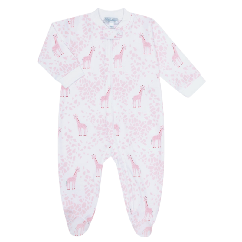 Nella Pima Nella Pima Pink Giraffe Zipper Footie
