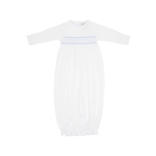 The Beaufort Bonnet Company TBBC Sweetly Smocked Greeting Gown - Worth Avenue White/Buckhead Blue