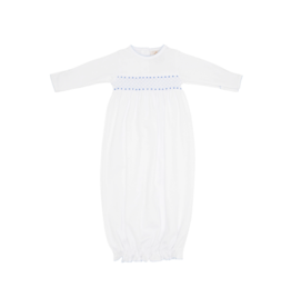 The Beaufort Bonnet Company TBBC Sweetly Smocked Greeting Gown - Worth Avenue White/Buckhead Blue