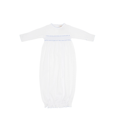 The Beaufort Bonnet Company TBBC Sweetly Smocked Greeting Gown - Worth Avenue White/Buckhead Blue