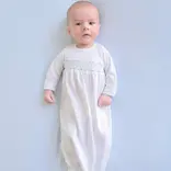 The Beaufort Bonnet Company TBBC Sweetly Smocked Greeting Gown - Worth Avenue White/Buckhead Blue