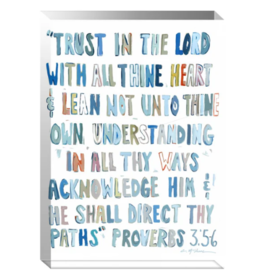 Chelsea McShane Art Proverbs 3:5-6 Blue Acrylic Block