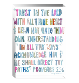 Chelsea McShane Art Proverbs 3:5-6 Pink Acrylic Block