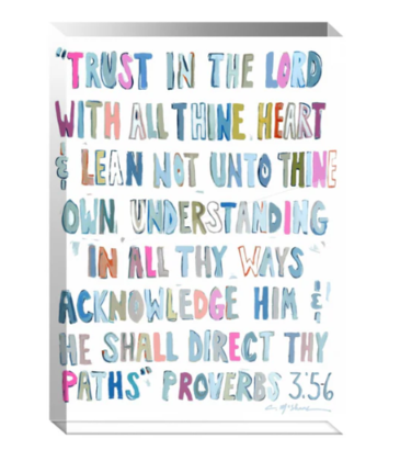 Chelsea McShane Art Proverbs 3:5-6 Pink Acrylic Block